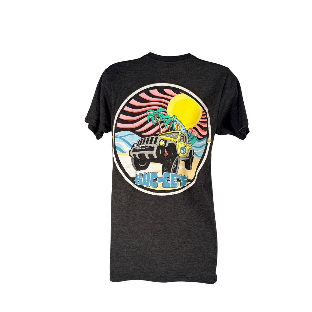 Buc-ees T-Shirt Womens Small Jeep Graphic Print Short Sleeve Crew Neck Dark Gray